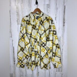 GB Black Label Men's Long Sleeve Retro Style Button Front Shirt Yellow Black 3X